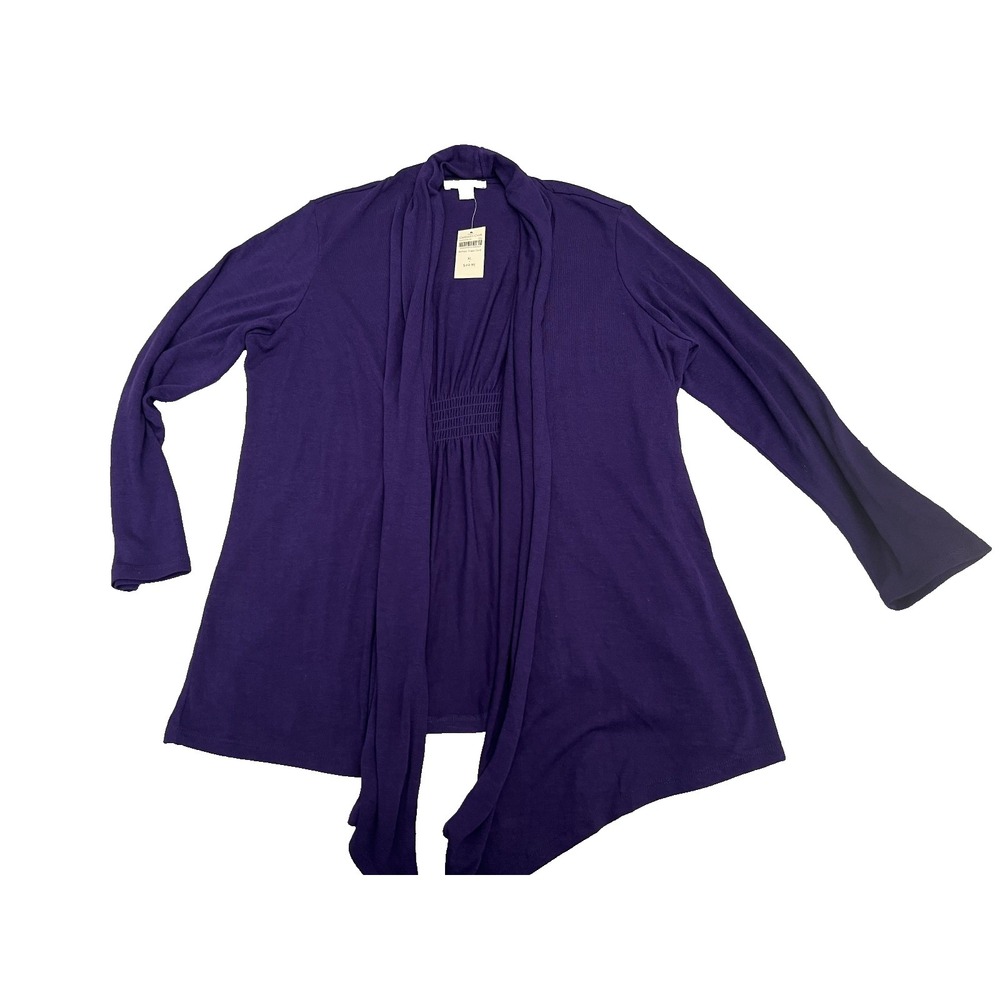 Coldwater Creek Womens Cardigan Draped Open Front Knit Purple XL  Size NEW